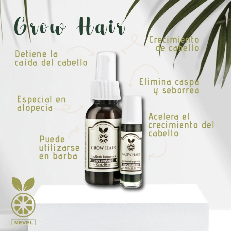Mevel Grow Hair Loción Y Aceite Extracto Bergamota