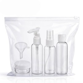 Travel Bottles Empty Clear Refillable Bottle Air Travel Size Shampoo Lotion Toiletries Liquid Containers Bath Set Cosmetic Makeup Products Home Essential Traveling Accessories (5 Pc) (5)