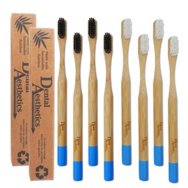 Bamboo Toothbrushes x 12 ~ Bulk Pack Adult Medium Bristles, Eco (Black & White)