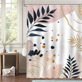 Avezano Mid Century Abstract Shower Curtain Boho Abstract Plant Modern Minimalistic Shower Curtain Bathroom Decor Waterproof Bathtub Curtain with 12 Hooks 72 X 72 Inches