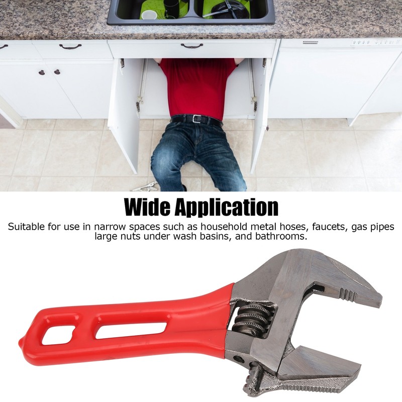 34mm Wide Jaw Adjustable Wrench Dual Purpose Portable Pipe Spanner