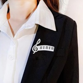 Piano Lover Musical Instrument Brooches Pianist Delicate Music Note Lapel Pin Recital Gift For Piano Players Teacher Students Graduation Pins Decoration Dress Accessories Boutonniere Corsage (Silvery)