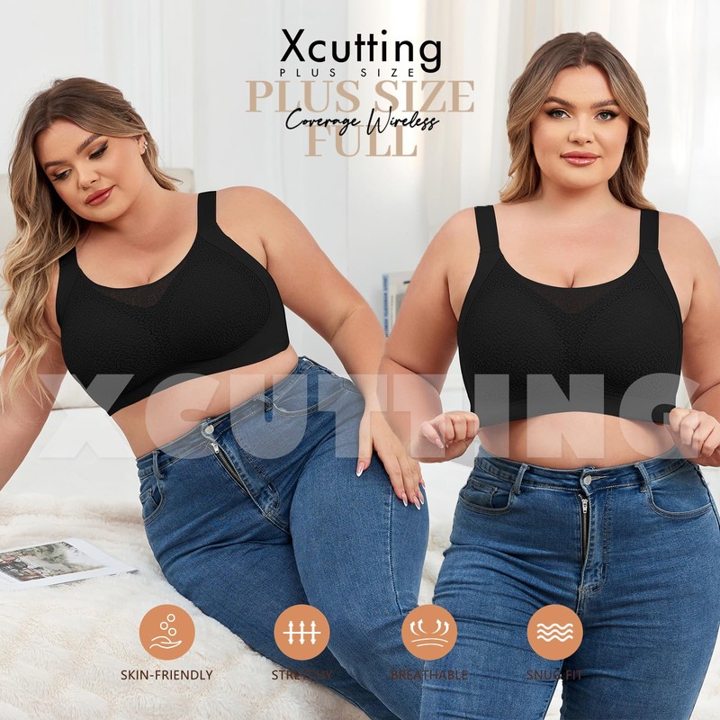 Xcutting Womens Comfortable Wireless Bras Push Up Seamless Bralettes Soft