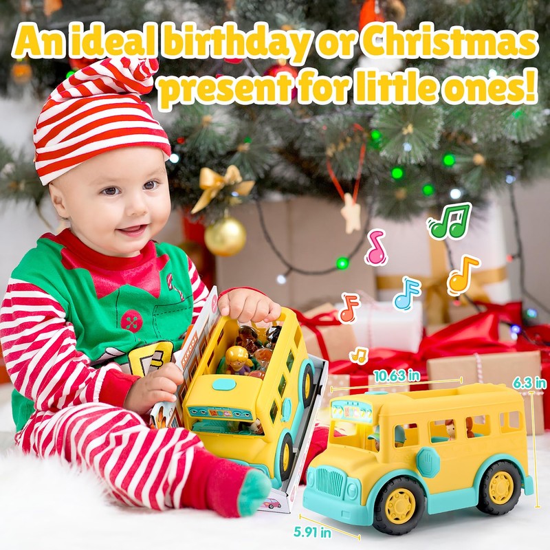 PLAY Yellow School Bus Toy for Toddlers with Figures and