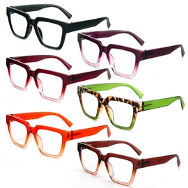 KoKoBin 6 Pack Oprah Style Reading Glasses for Women? Oversize Square Frame Blue Light Blocking Comfortable Readers +2.25