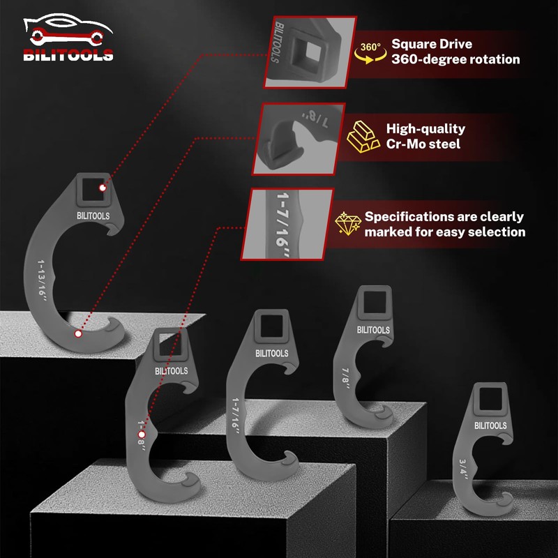 BILITOOLS 5 Piece Tie Rod Adjuster Tool Set, Steering Tie