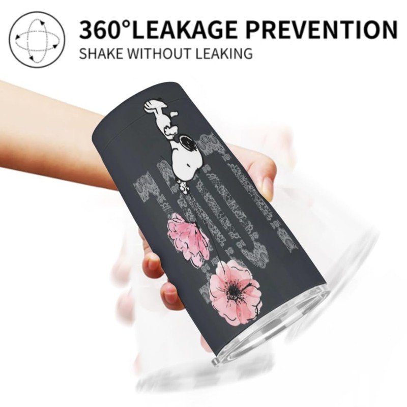 スヌーピーコーヒーカップ マグカップ コンビニカップ タンブラー ステンレス製 カフェマグ 携帯マグ マグボトル ストロー&ストローブラシ付き 保温