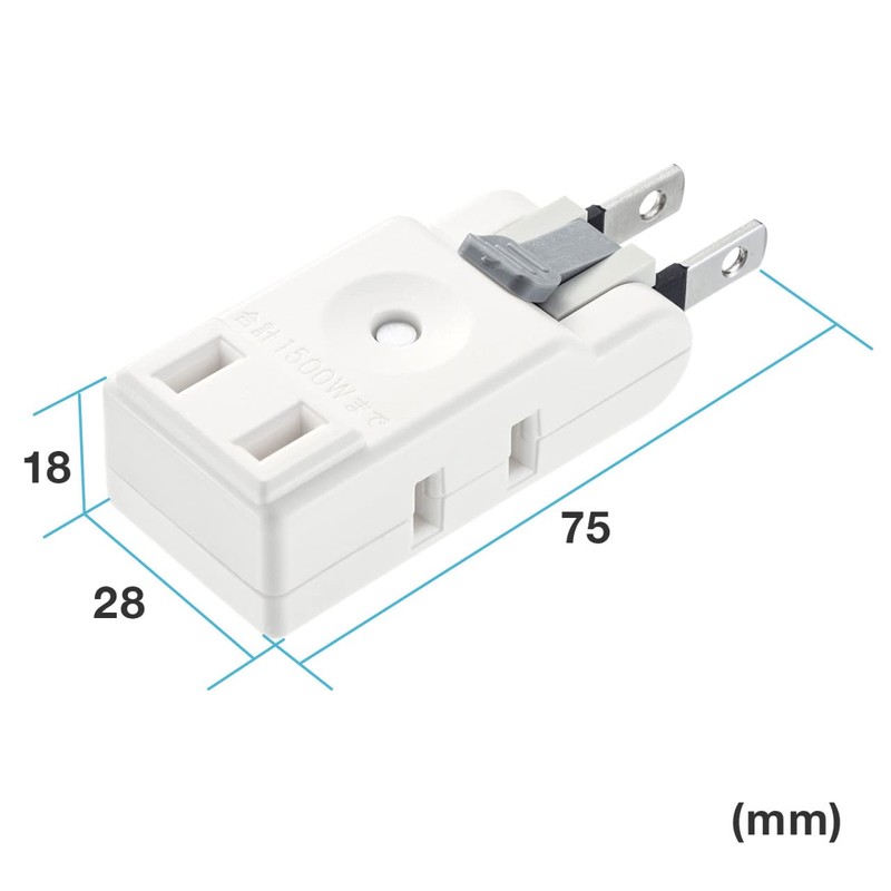 Sanwa Supply TAP-B57W Power Tap, 3 Outlets, 2 Pins, Easy