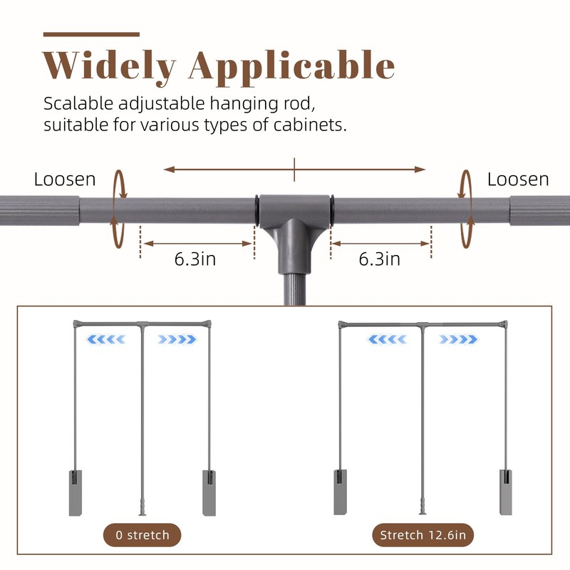 Nisorpa Pull Down Closet Rod for Hanging Clothes, 35-47 Inch