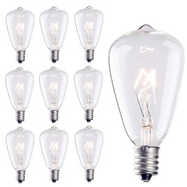 SUNSGNE 10-Pack Edison Replacement Light Bulbs, 7-Watt E12/C7 Candelabra Base ST38 Replacement Clear Glass Light Bulbs for Outdoor Patio String Lights, Warm White