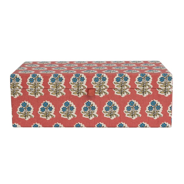 Creative Co-Op Fabric Covered Floral Pattern and Interior Mirror, Multicolor Jewelry Box, Multi