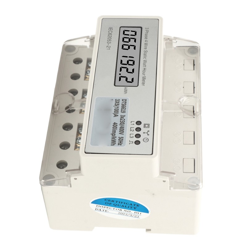 Electric 3 Phase 4 Wire Energy Meter Guide Rail LCD