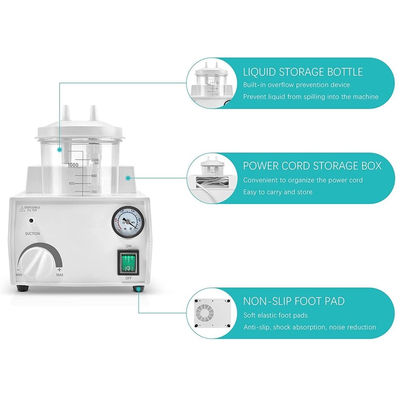 1000ml Portable Veterinary Suction Machine for Home Use 110V
