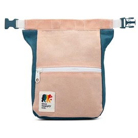 Oso Supply Co - Kulshan Bouldering Bucket, Large Size Chalk Bag for Rock Climbing, Chalk Pot with Magnetic Roll Down Closure, Brush Loop, Zippered Pockets for Climbers (Rose & Navy Blue)