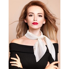 SATINIOR Chiffon Scarf Square Neck Scarf Handkerchief Retro Satin Ribbon Neckerchief for Women(23.6 x 23.6 Inches,Beige)