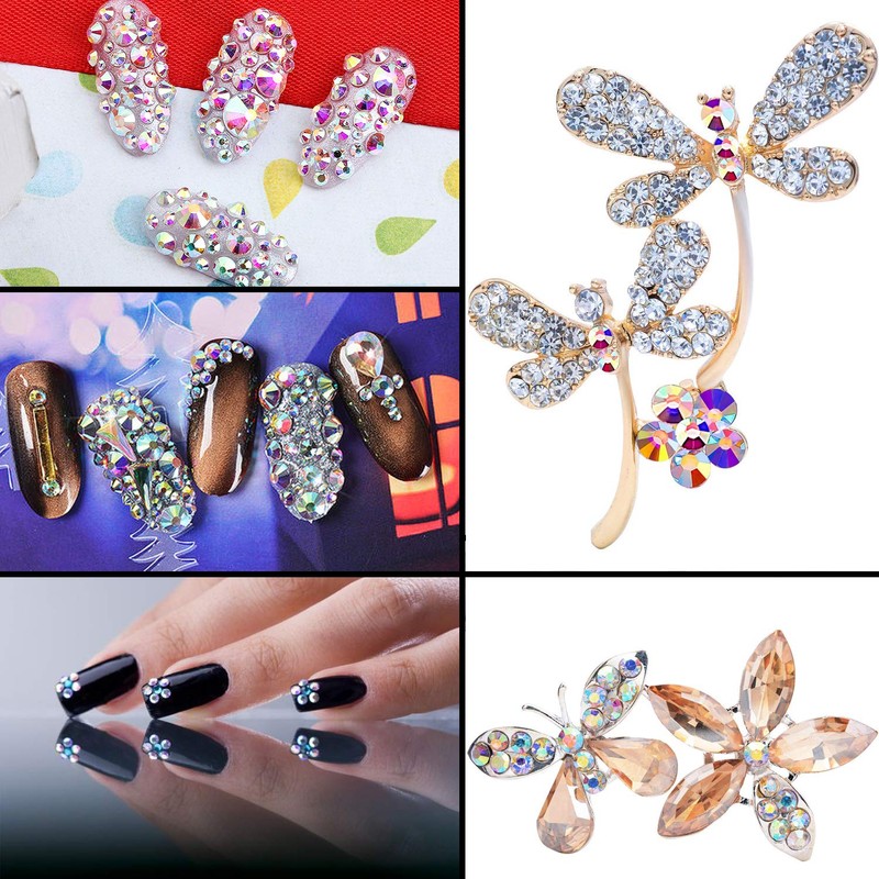 TOAOB 800pcs Crystal AB Rhinestones Flat Back Resin Gems Stickers