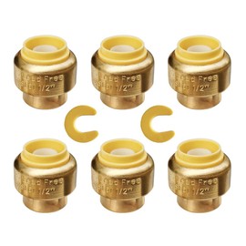 HQMPC 1/2" Push Fit PEX End Cap, Push-to-Connect Brass Plumbing Fittings No Lead Brass Plumbing Fittings with Disconnect Clip for Copper, CPVC 6 Pcs