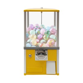 25 Cents Coin Operated Vending Machine, Commercial Gumball Machine, Toy Capsule, Vending Machine, Dispenser Prize Machine, Candy Machine Dispenser for Small Candy, Nuts, Feed (Yellow)