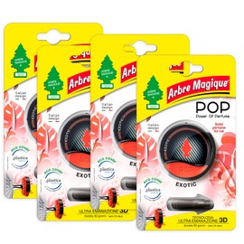Arbre Magique POP 4 x Solid Car Air Freshener Exotic Fragrance Fresh Fruity Fragrance Lasts Up To 30 Days Italian Design