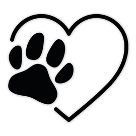 Sticker Paw and Heart I 10 x 9 cm I Black Dog Paw Cat Paw with Heart I kfz_764