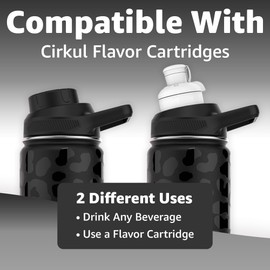 Chill Oasis Water Bottle | Compatible With Popular Flavor Cartridges | BPA Free, Leak Proof, Double-Walled Vacuum Insulated Stainless Steel, and Dishwasher Safe | Cold for 24 Hours (Leopard, 32oz)