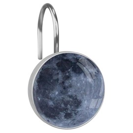 12 Pcs Moon Shower Curtain Hooks, Rust Proof Glass Surface Stainless Steel Curtain Rings for Bathroom Bedroom Living Room Kitchen Home Shower Rods Decor