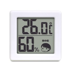DRETEC [Check the Degree of Your Fever/Flu with the Face Symbol] Small Digital Thermometer/Hygrometer