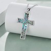 YAFEINI Cross Tree of Life Necklace Sterling Silver Abalone Shell