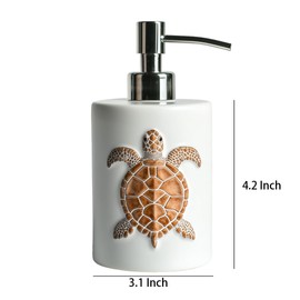 CHOOLD Ceramic Sea Turtle Dispenser with Plastic Pump, Refillable Lotion Soap Container, Lotion Bottle, Hand Soap Dispenser, Rust Brown
