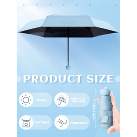 Pinkunn 6 Pieces Travel Mini Umbrella for Purse, Colored Compact Umbrellas, Bulk Small Folding UV Umbrella, Lightweight Portable, Windproof Pocket Umbrella for Sun Rain Protection, Girls Women