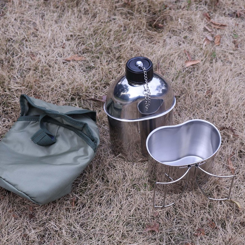 Goetland Stainless Steel WWII US Army Canteen Water Bottle Military