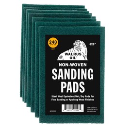 WALRUS OIL - Non-Woven Sanding/Polishing Pads for Woodworking and Metal Buffing, Size 6"x9" - Pack of 10 (240 Grit)
