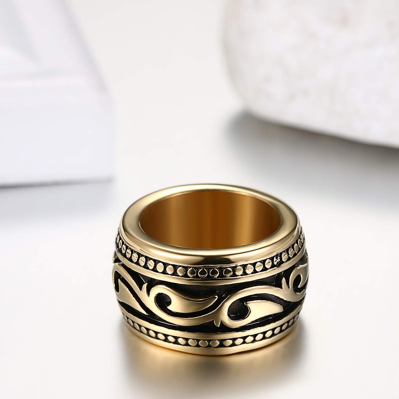 Flongo Men's Thumb Ring, Stainless Steel Ring, Large Hip Hop,