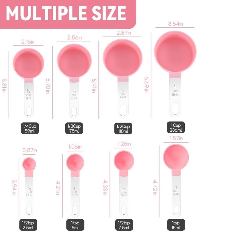 8-Piece Measuring Spoon Set, Cup Measuring Cup Set, Stainless Steel