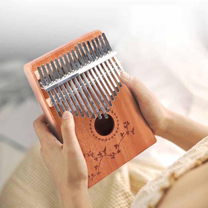 17 Keys Thumb Piano Mahogany Wood Finger Harp Mini Thumb