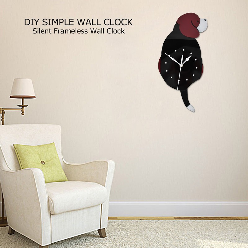 Wall Clock Swing Dog DIY Simple Fashion Silent Frameless Wall