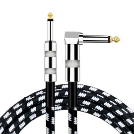 Guitar Cable 6M /20 ft Electric Instrument Cable Bass AMP Cord, 6.35mm 1/4-Inch Nylon Braided Cord for Electric Guitar, Bass Guitar, Electric Mandolin, Pro Audio (20ft/6M)