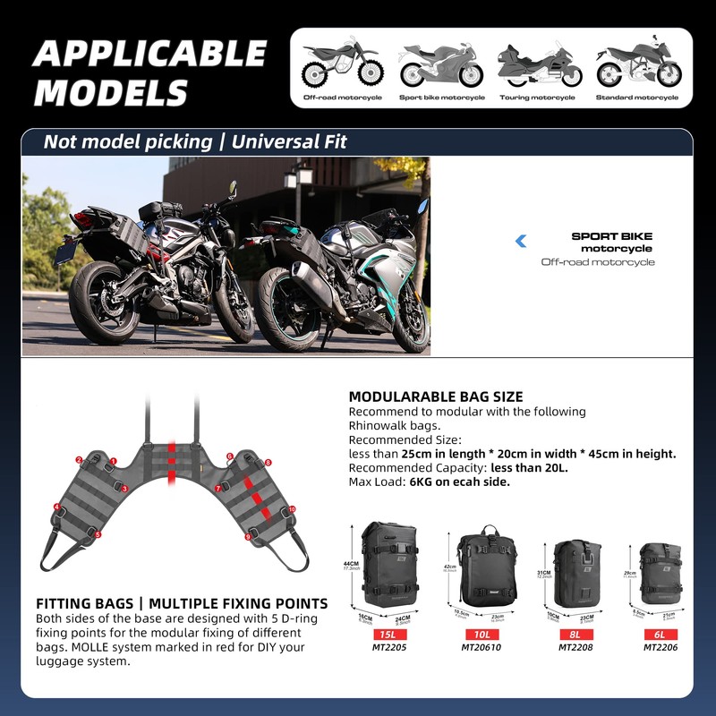 Rhinowalk Motorcycle Tank Side Bag/Motorcycle Front Load Universal Saddle Bag
