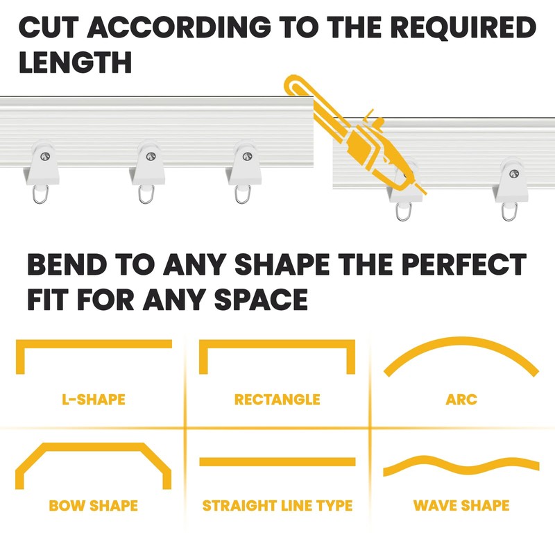 Flexible Bendable Ceiling Curtain Track, Mount for Curtain Rail with
