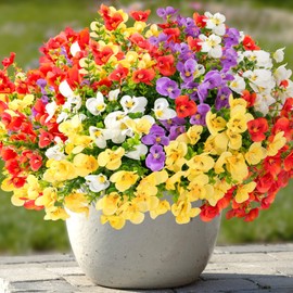 Vemander Artificial Faux Plants Flowers Outdoor, 16 Bundle UV Resistant Fake Silk Flowers, Realistic Faux Plants for Outside Indoor Porch Patio Window Box Planter Home Decor