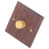 Dimmer Switch with Brass Knob Black Walnut Wood Rotary Dimming