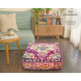 Mandala Life ART Bohemian Yoga Decor Floor Cushion Cover - 60 x 20 cm - Square Meditation Cushion Cover - Printed Cotton Stool