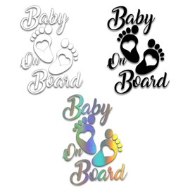 Baby on Board Stickers Pack of 3 Baby on Board Children on Board Footprint Car Warning Sticker Bumper Window Safety Sticker Baby On Board Baby on Board Feet Baby in Car Sticker
