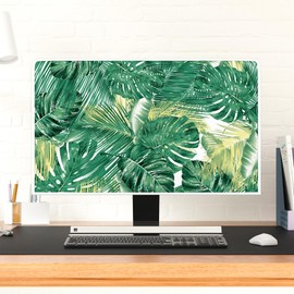 Baocicco Monitor Dust Cover 22, 23, 24, 25 Inch Water Proof Computer Covers for Desktop Pc CPU Tower Protector Panel Case Computer Screen Protective LCD/LED/HD,Green Tropical Leaves