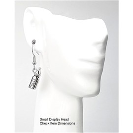 Baby Bottle - 17x7mm - Silver alloy charm dangle earrings. Hypoallergenic fishhooks, ball post or clip-on backing options