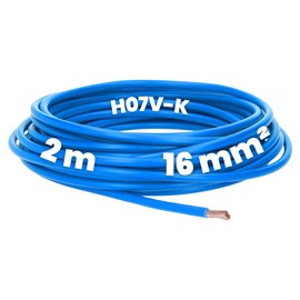 Kalitec 2 Metres H07V-K 16 mm² Blue Wiring Cable I Flexible Wire 16 mm2 I Wiring Fine-Strand I Single Cable Meter Cabinet I Single Wire Cable for Control Cabinet