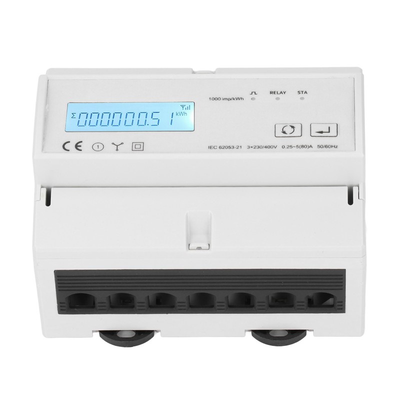 3 Phase Electricity Meter Bidirectional LCD Backlit 85‑270V Input Energy