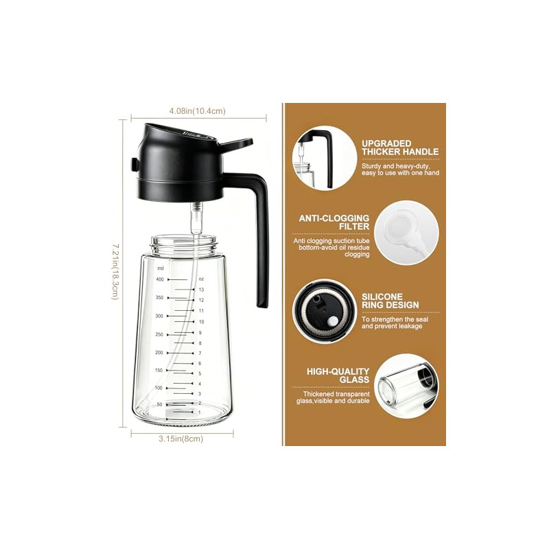 Poshetion 2-in-1 Olive Oil Sprayer - 16oz Leak-Proof Dispenser