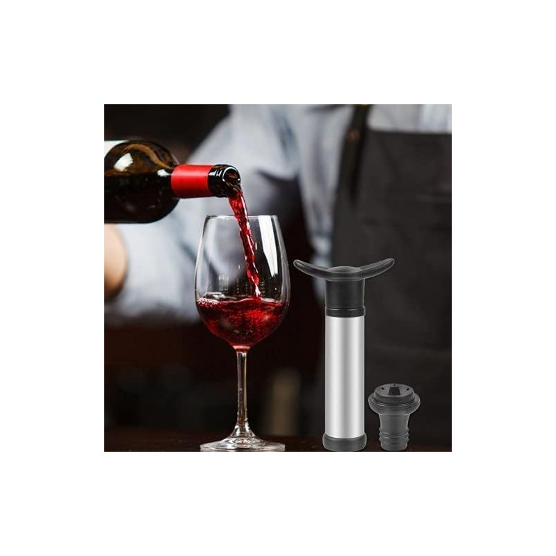 Wine Vacuum Pump & 2 Stoppers – Stainless Steel Wine
