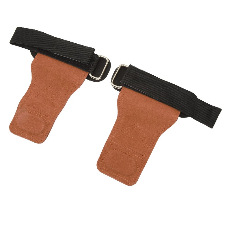 1 Pair Weight Lifting Grip Straps Double Cowskin Deadlifts Pull